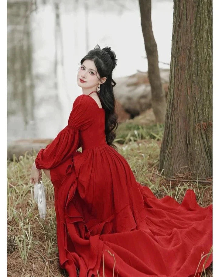 In a Fairytale Forest Layered High-Low Red Princesscore Dress