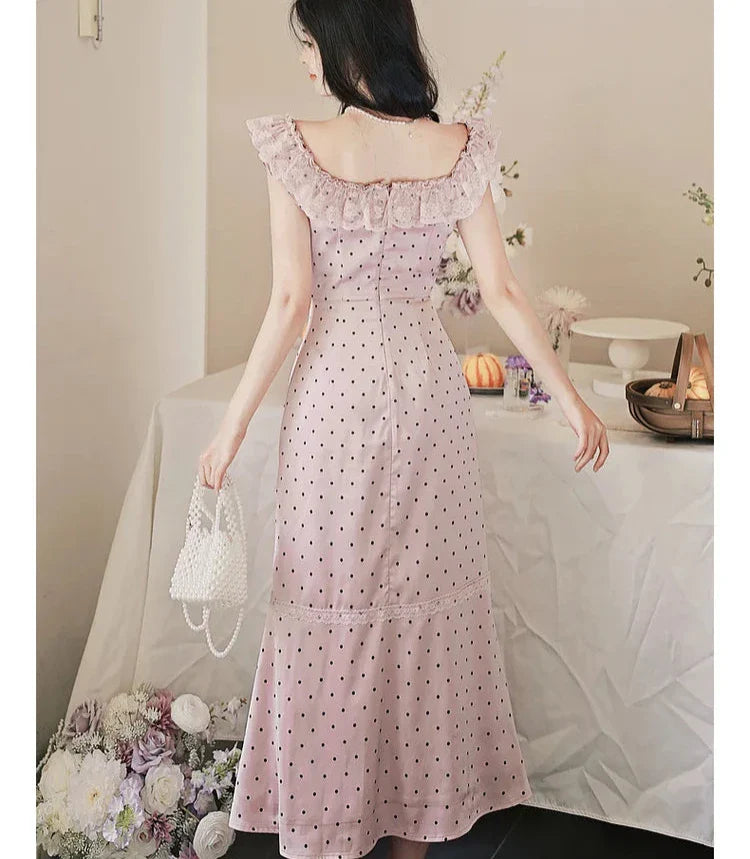 Dusty Pink Polka Dot Dress