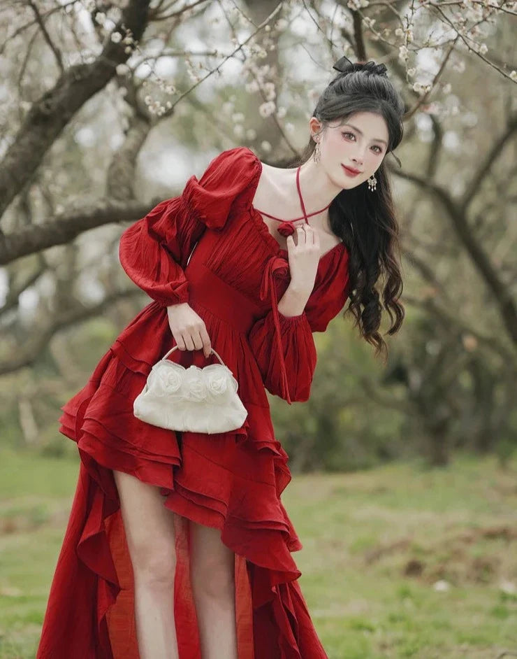 In a Fairytale Forest Layered High-Low Red Princesscore Dress