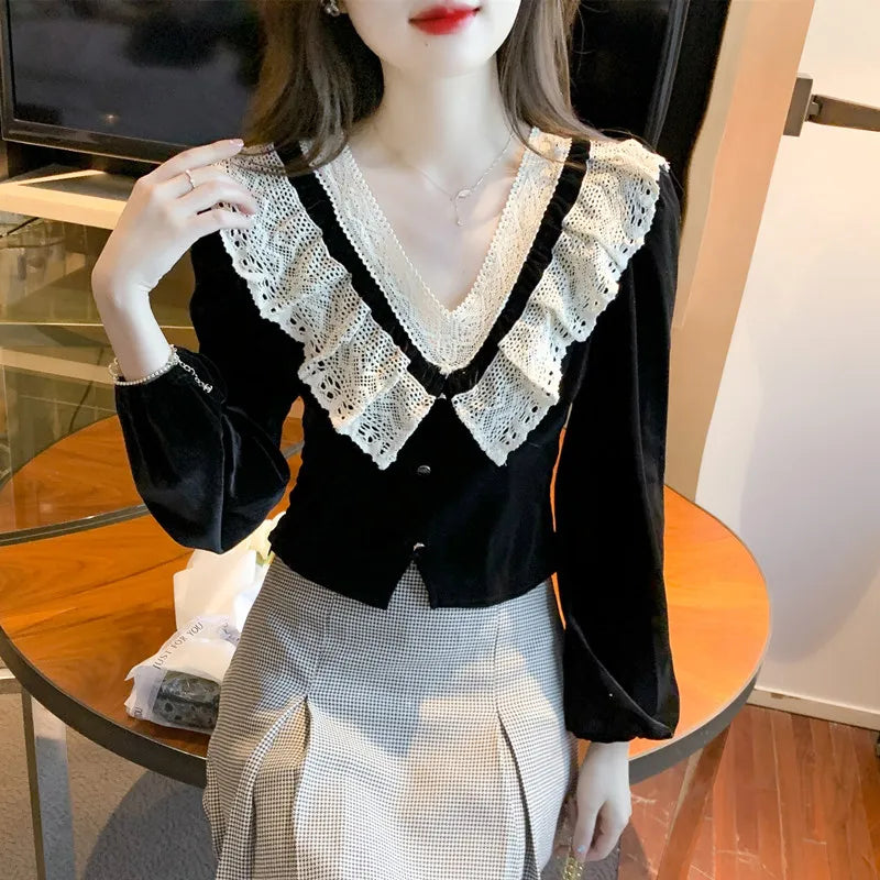 Barbara Velvet Lace Romantic Gothic Blouse