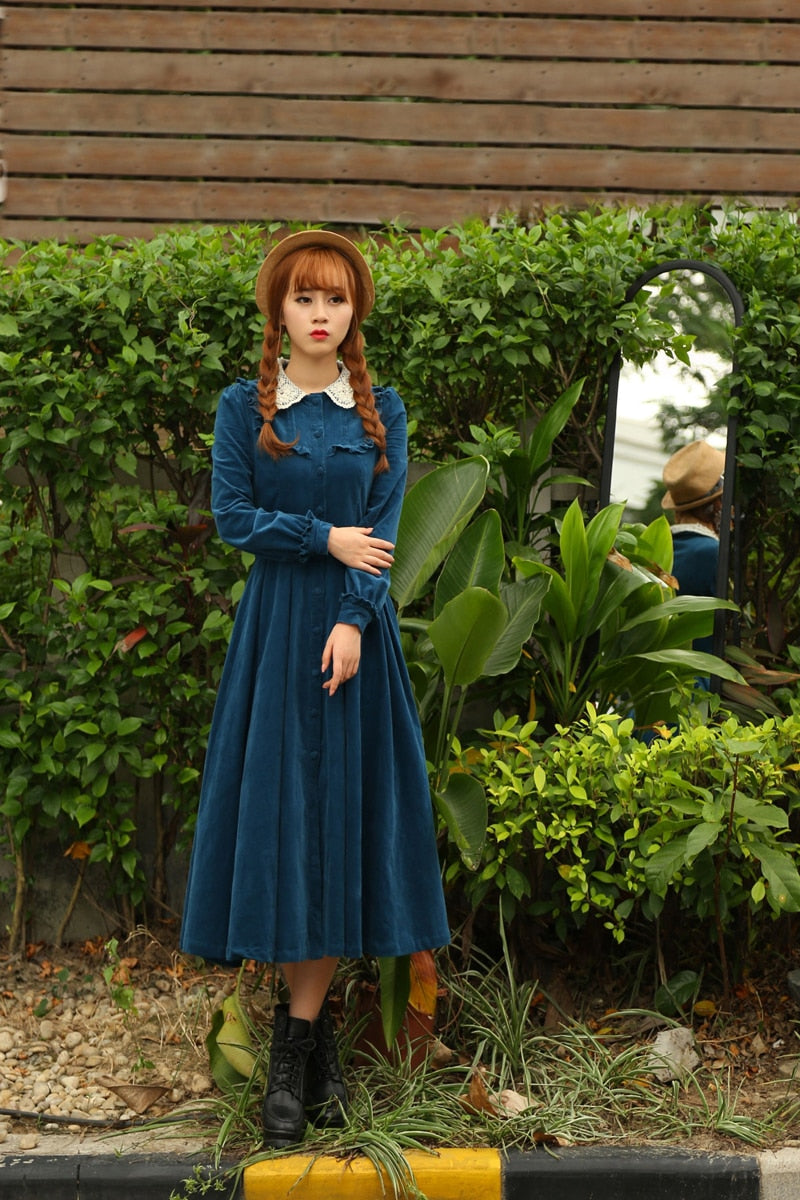 Morena Blues Cottage Witch Corduroy Dress