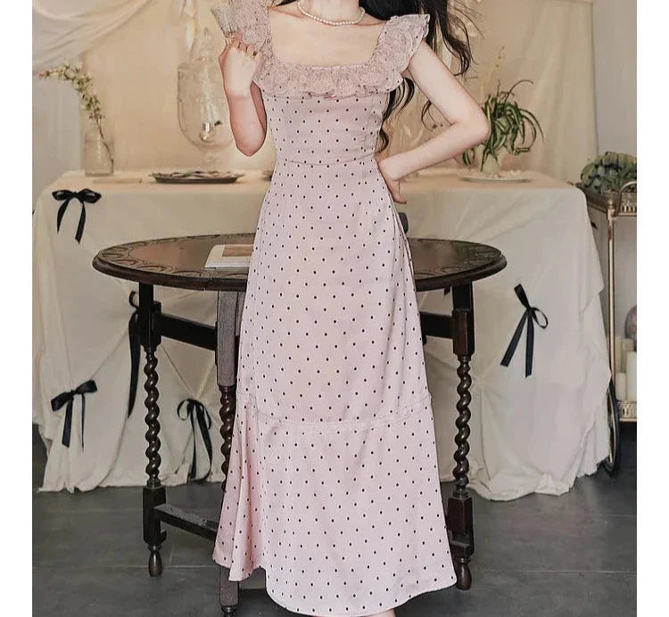 Dusty Pink Polka Dot Dress