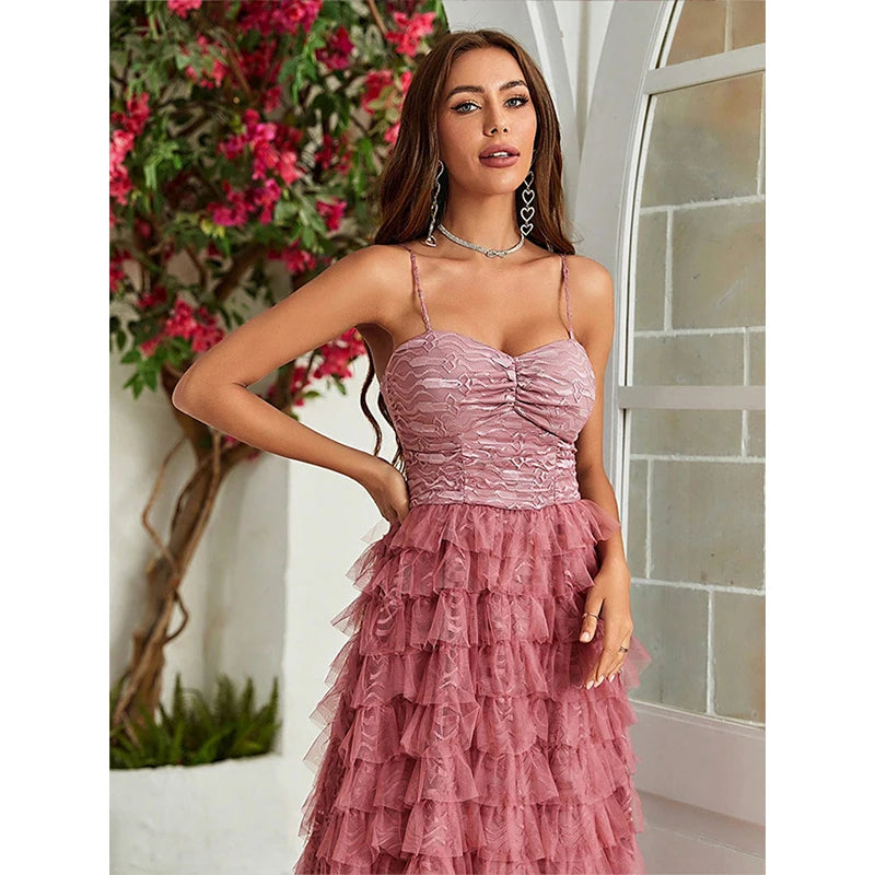 Tea party dress to impress Summer New Fashion Sexy Spaghetti Strap Backless Elegant Ladies Evening Cocktail Prom Wedding Party Long Maxi dresses