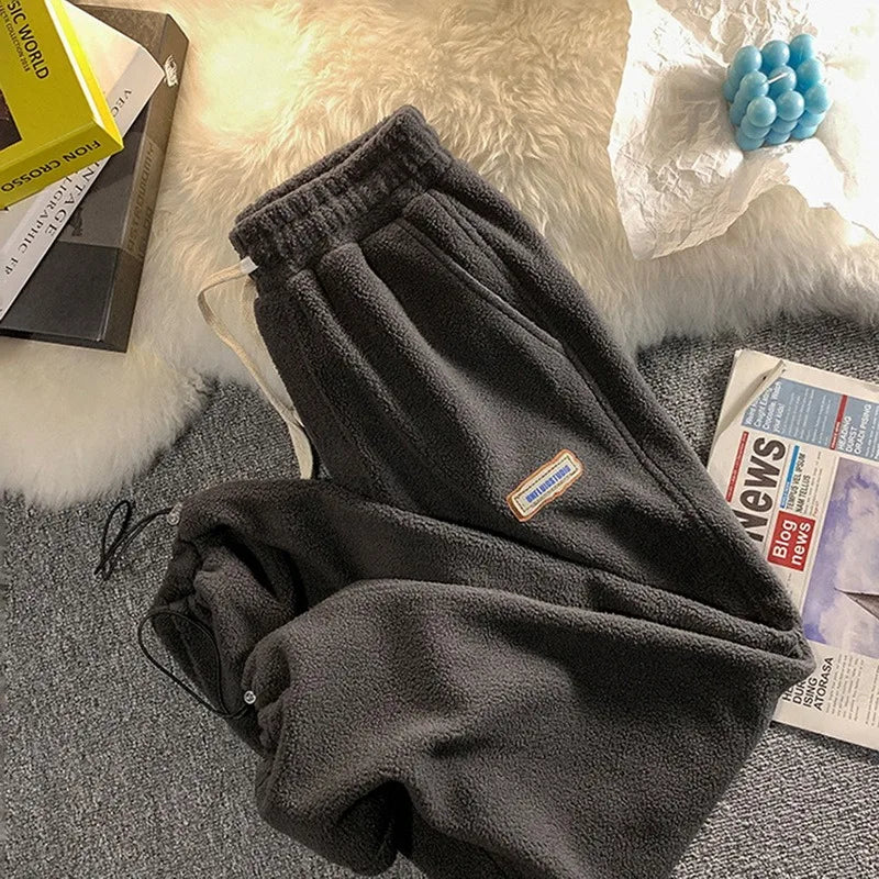 2023 Loose Lamb Wool Velvet leggings Autumn Winter Women Casual Sports Pants Thick Fleece Warm Sweatpants Baggy Joggers Trousers