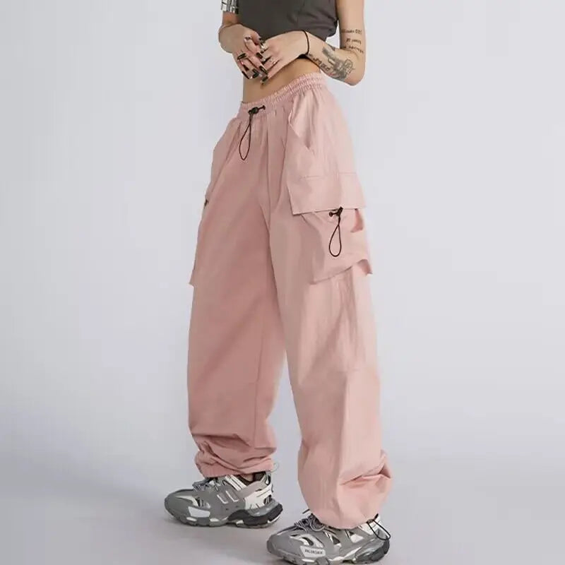 Cargo Pants Women Baggy Trousers 2023 Fall Streetwear Oversized Pants Vintage Casual Elastic Waist Loose Sweatpants Women