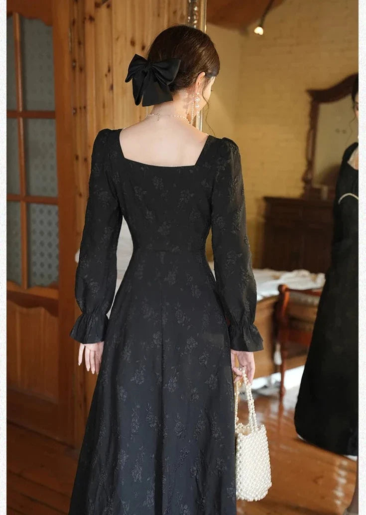 Lucille Dark Aesthetic Pearl & Lace Romantic Gothic Dress