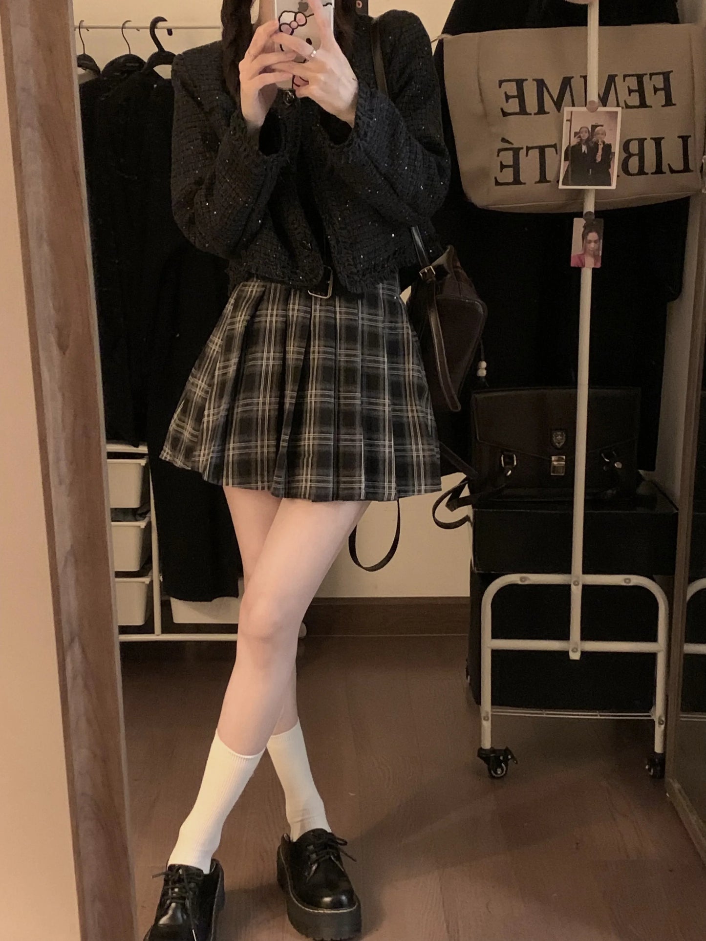 Victoria Dark Academia Plaid Pleated Mini Skirt