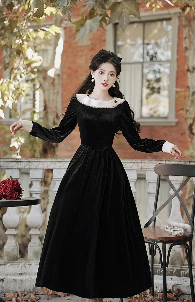 Fragments of a Romance Dark Aesthetic Romantic Goth Velvet Dress