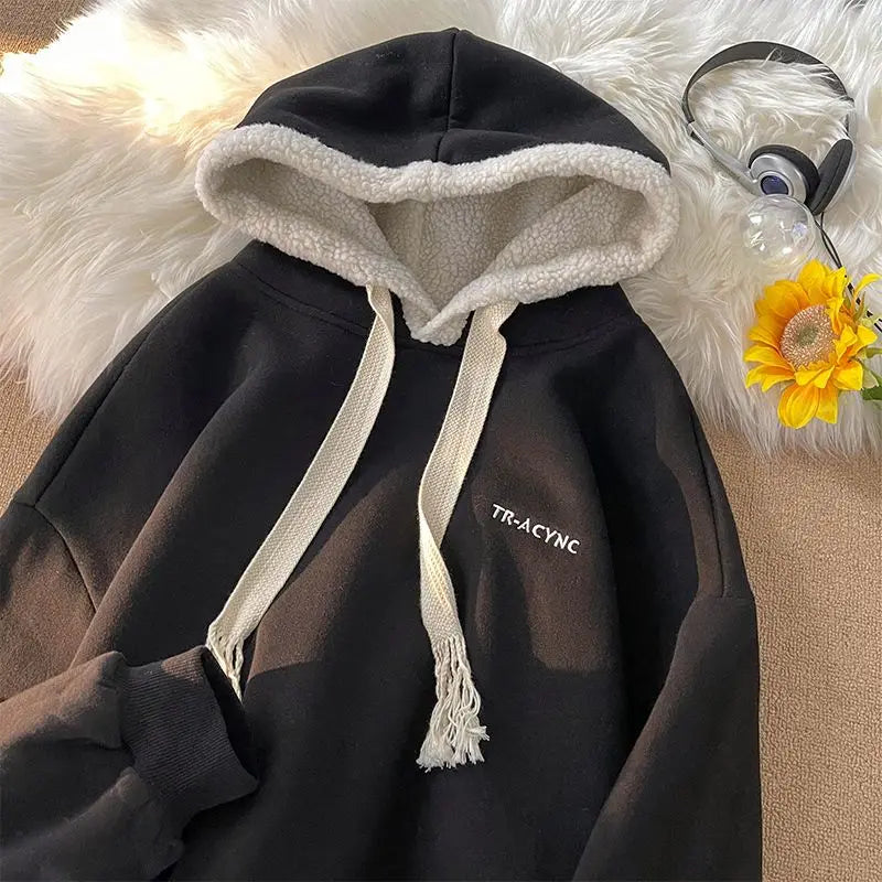 Autumn and winter 2022 new cashmere hooded Hoodies for women thickened fashionable casual loose womens Hoodies coat