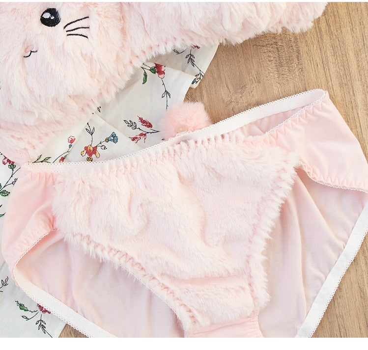 Soft Fuzzy Kitten Kawaii Princess Lingerie Set