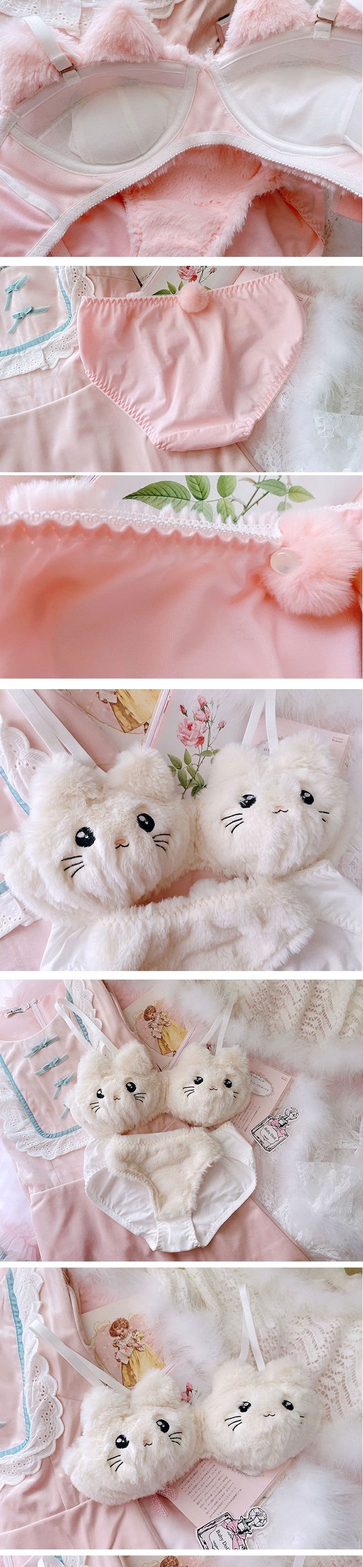 Soft Fuzzy Kitten Kawaii Princess Lingerie Set