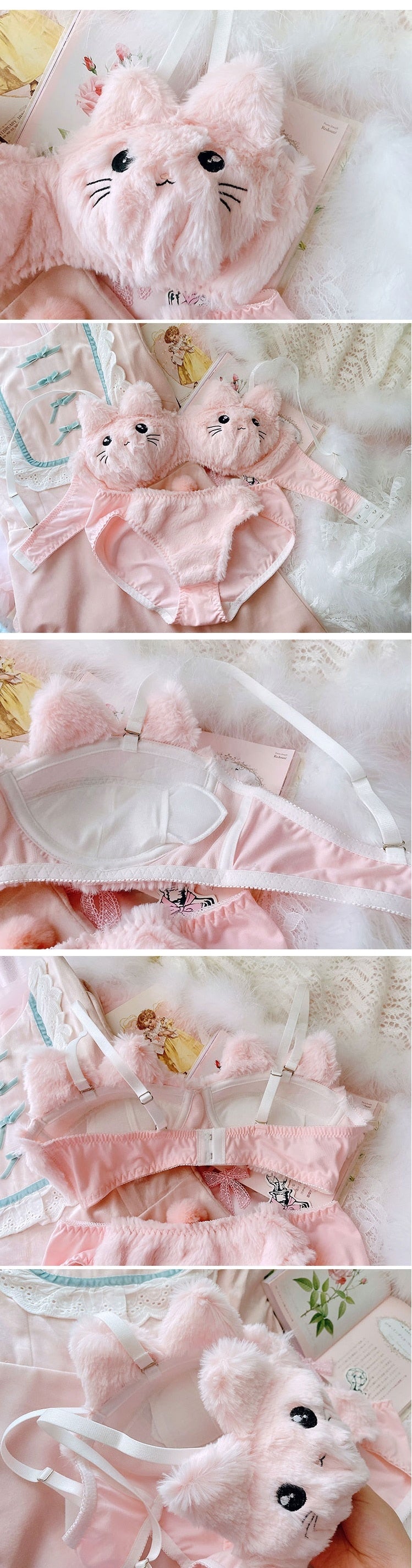 Soft Fuzzy Kitten Kawaii Princess Lingerie Set