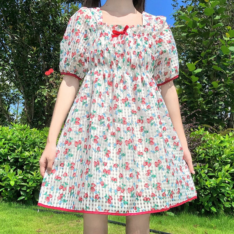 Sweet StrawBerry Kawaii Girl Dolly Mini Dress