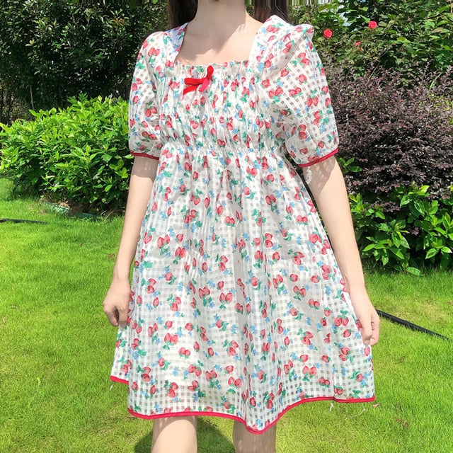 Sweet StrawBerry Kawaii Girl Dolly Mini Dress