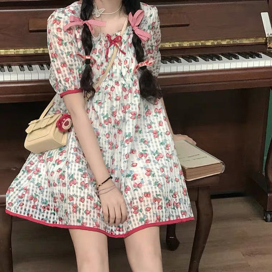 Sweet StrawBerry Kawaii Girl Dolly Mini Dress