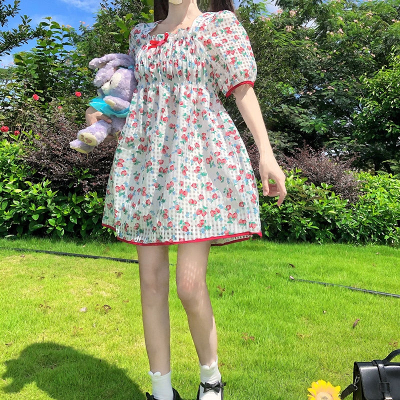 Sweet StrawBerry Kawaii Girl Dolly Mini Dress