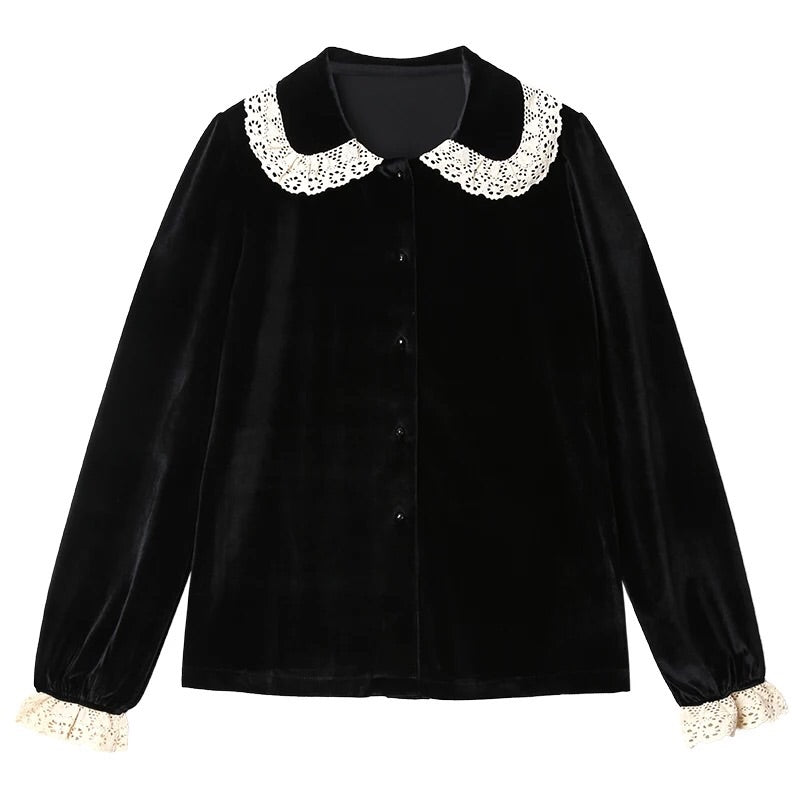 Velvet & Lace Peter Pan Collar Blouse