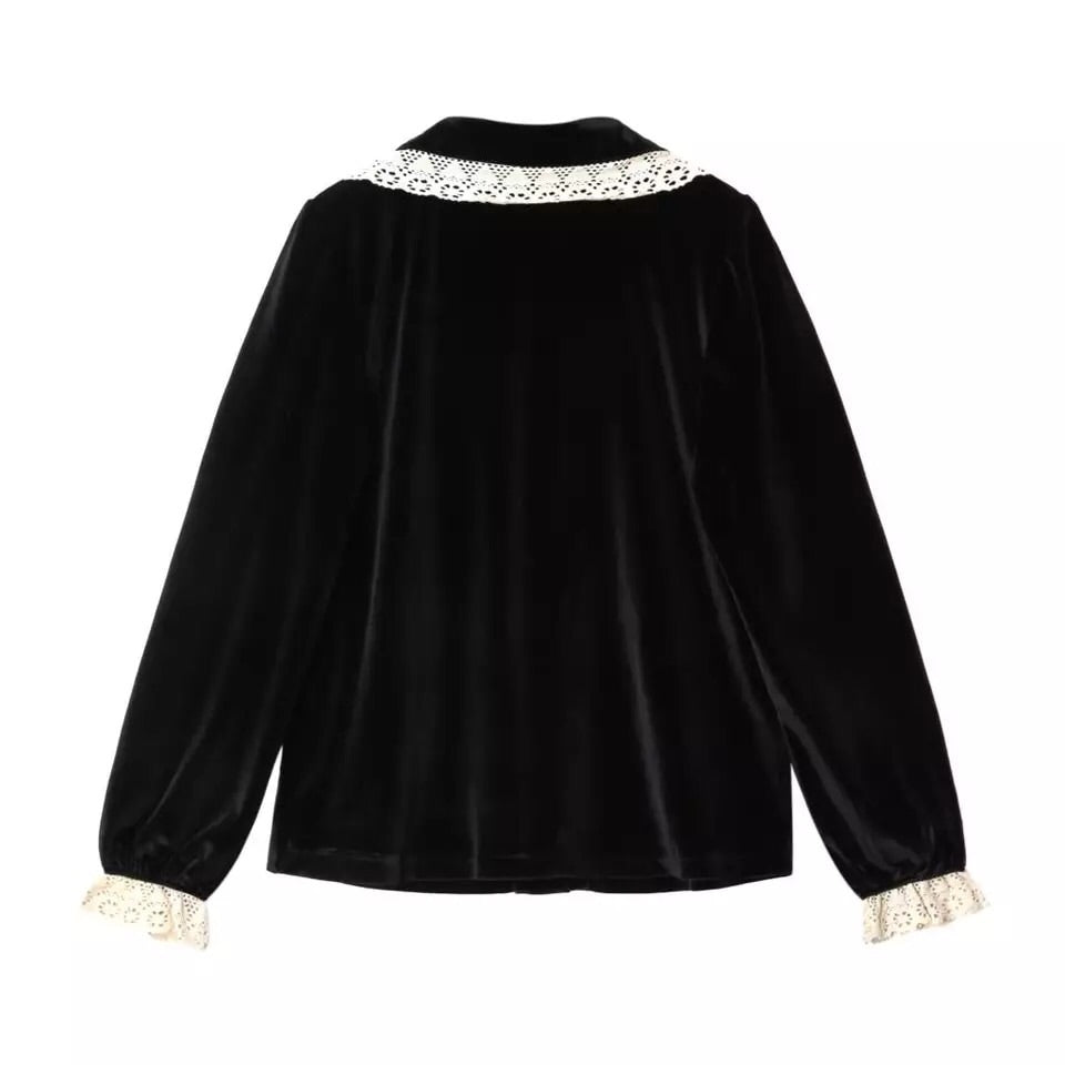 Velvet & Lace Peter Pan Collar Blouse