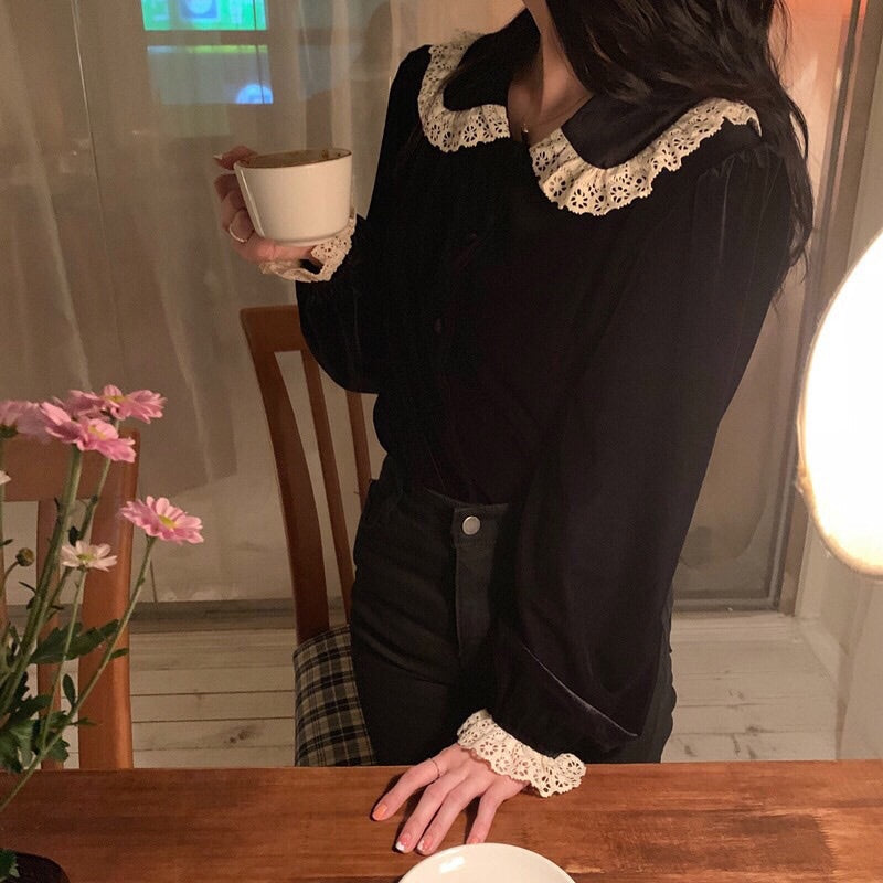 Velvet & Lace Peter Pan Collar Blouse