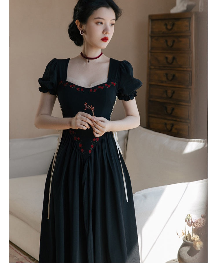 Zaria Rose Embroidery Witchy Academia Dress