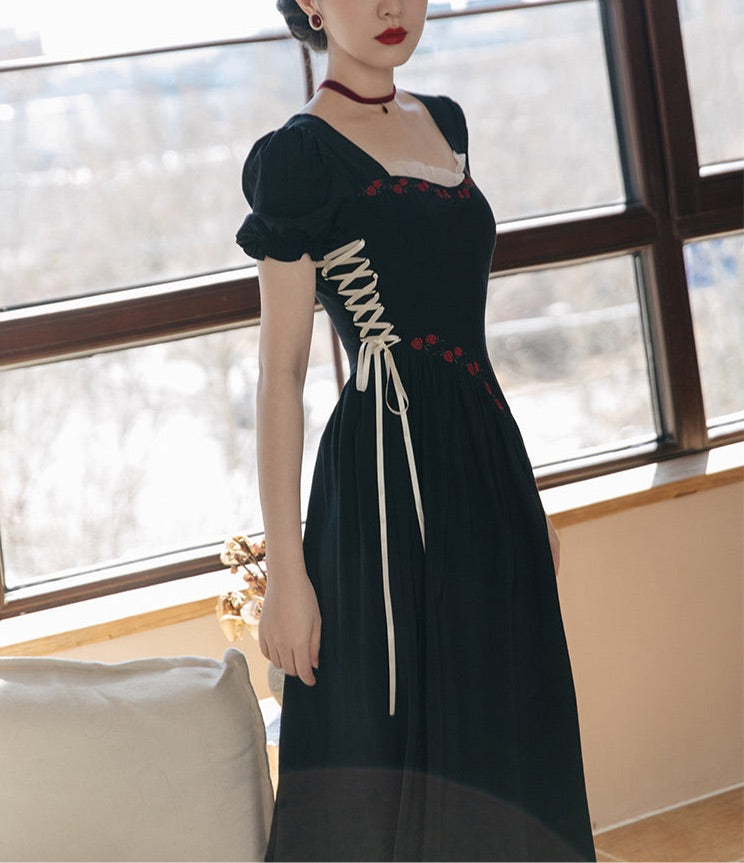 Zaria Rose Embroidery Witchy Academia Dress