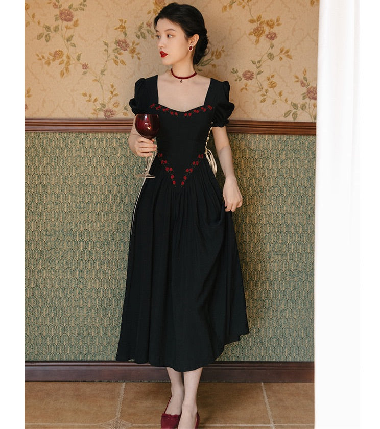 Zaria Rose Embroidery Witchy Academia Dress