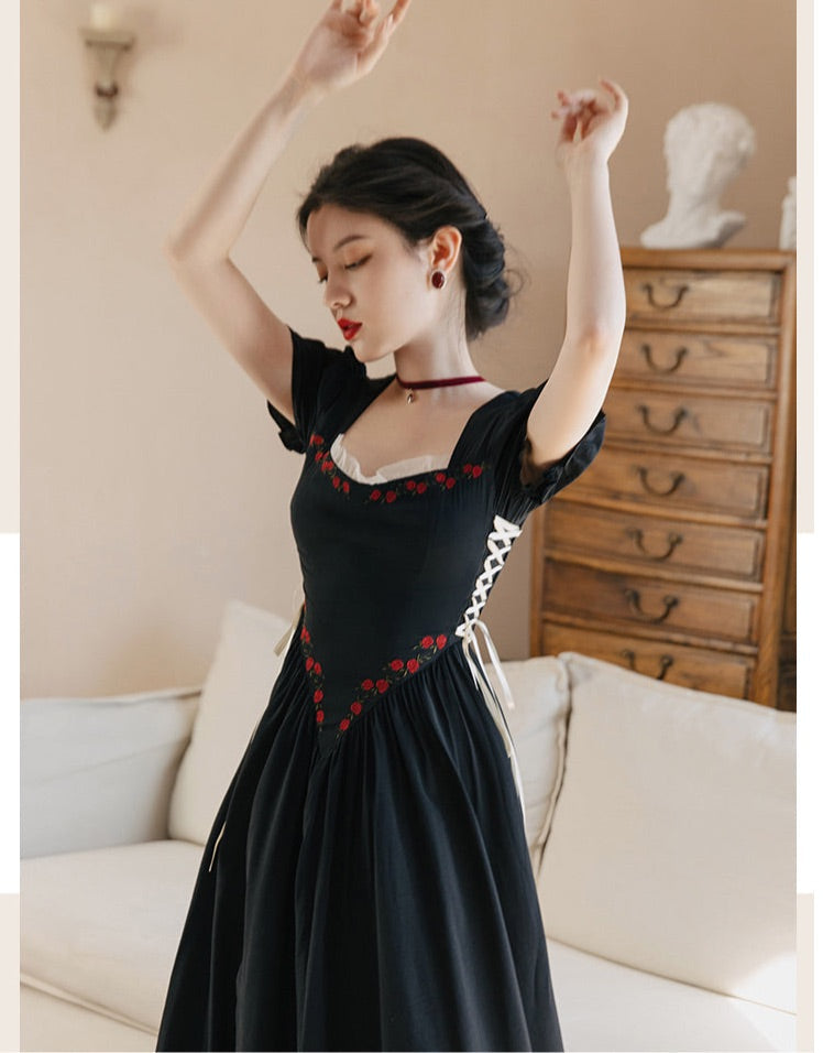 Zaria Rose Embroidery Witchy Academia Dress