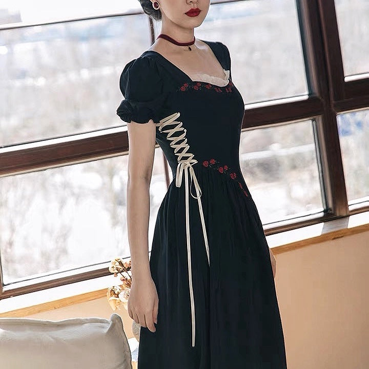 Zaria Rose Embroidery Witchy Academia Dress