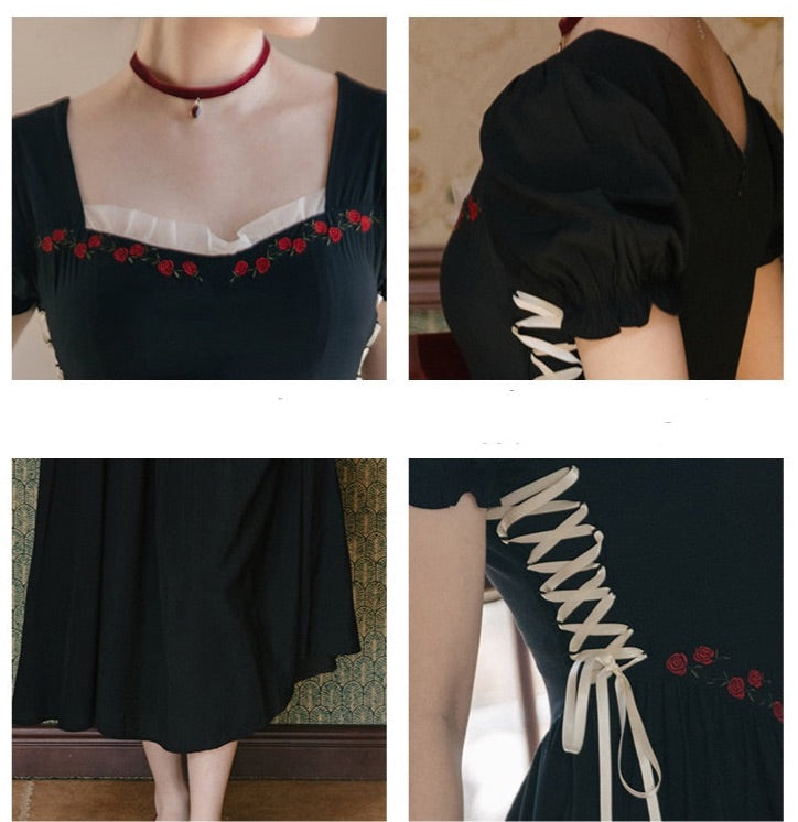 Zaria Rose Embroidery Witchy Academia Dress