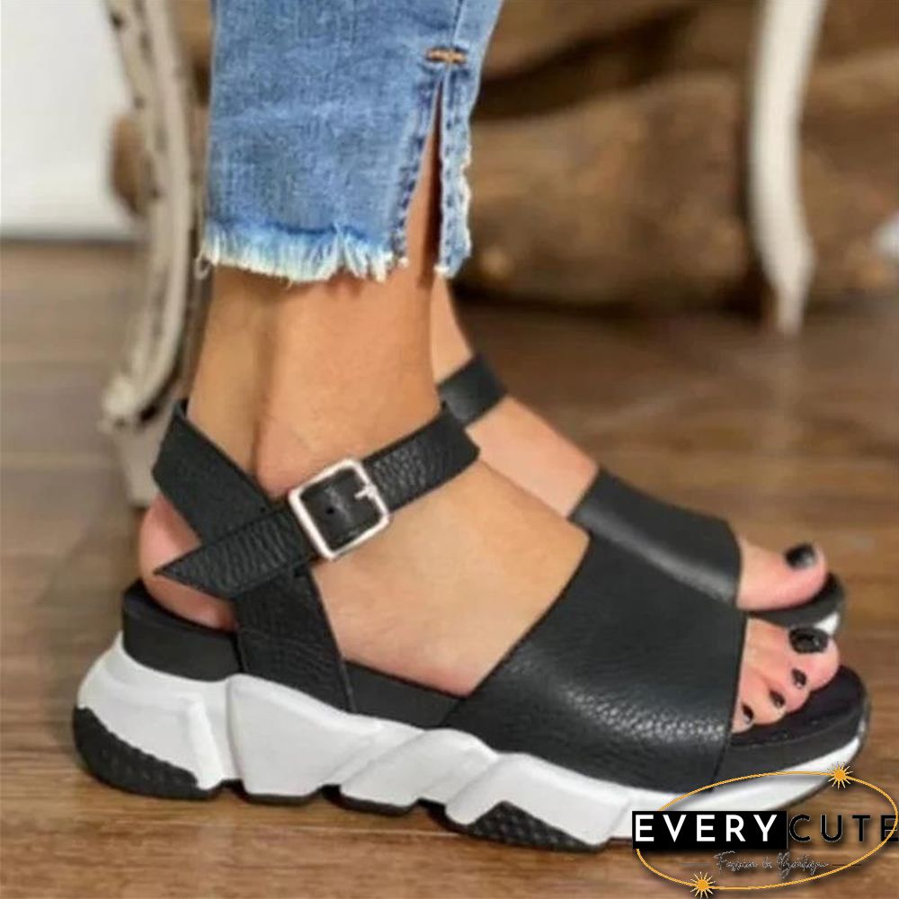 Women's Sandals Womens High Heels Sandal Thick Bottom Casual Shoes Ladies Leisure Summer Wedges Sandals Beach Shoes