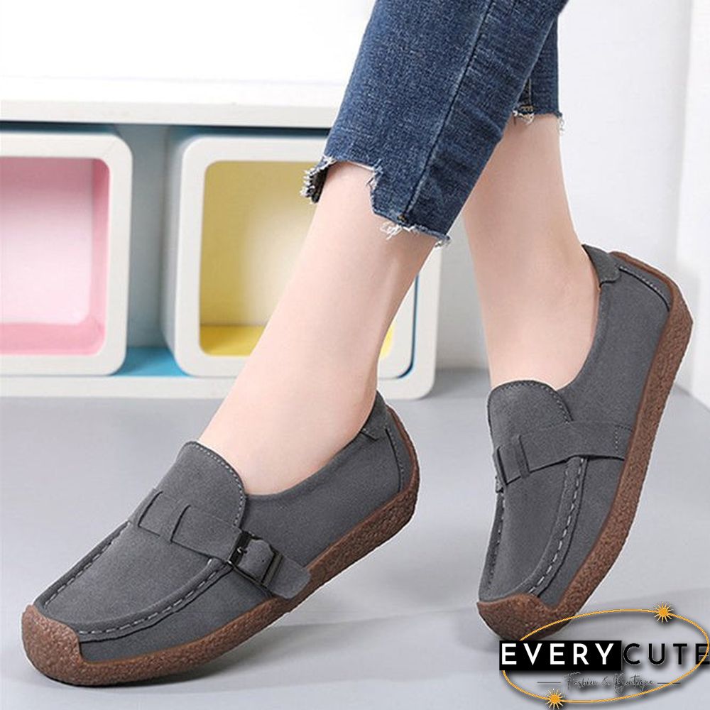 Plus Size Buckle Decor Casual Flat Loafers Shoes