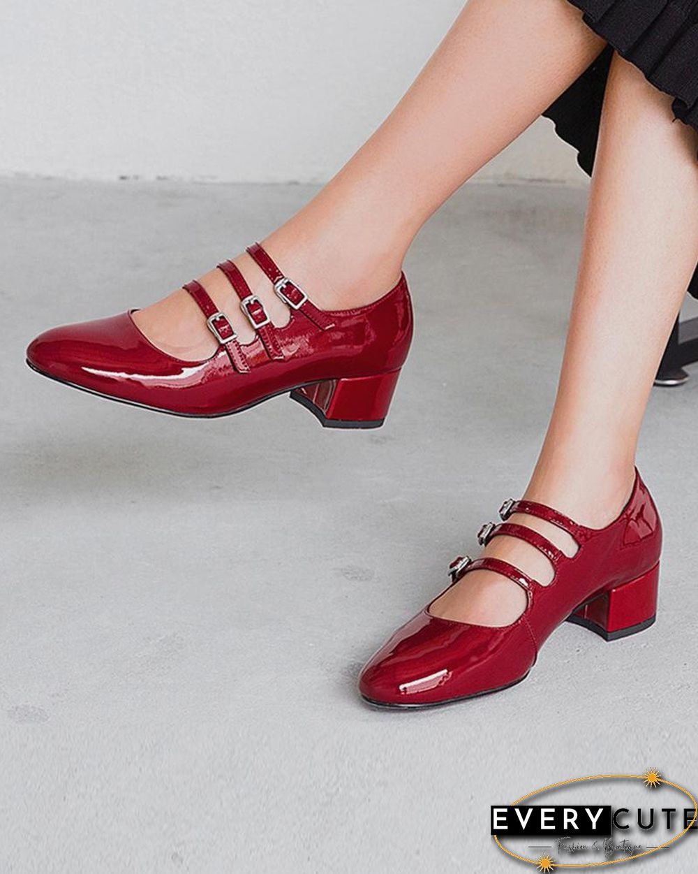 Polished Multi-Strap Mary Jane Shoes