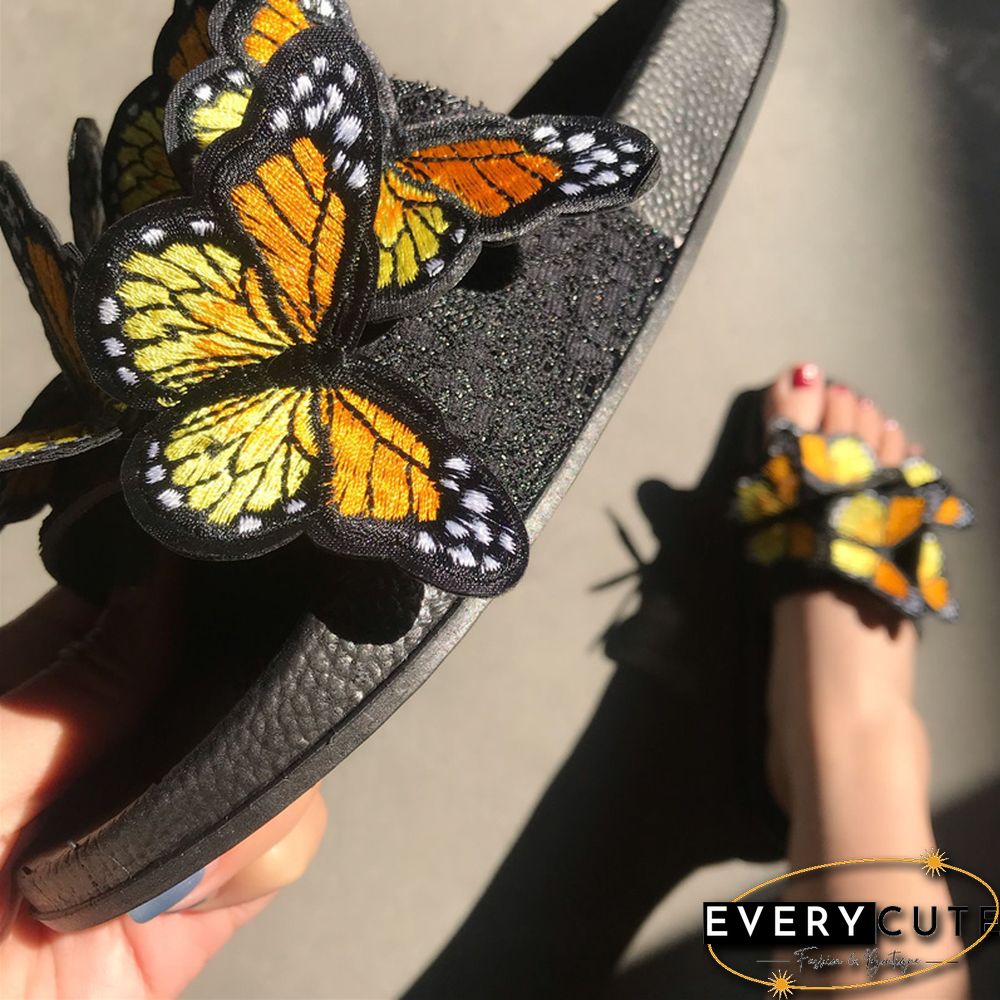 Yellow Casual Daily Patchwork Butterfly Round Comfortable Out Door Shoes