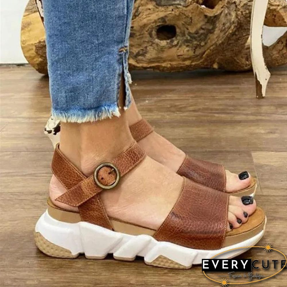 Women's Sandals Womens High Heels Sandal Thick Bottom Casual Shoes Ladies Leisure Summer Wedges Sandals Beach Shoes