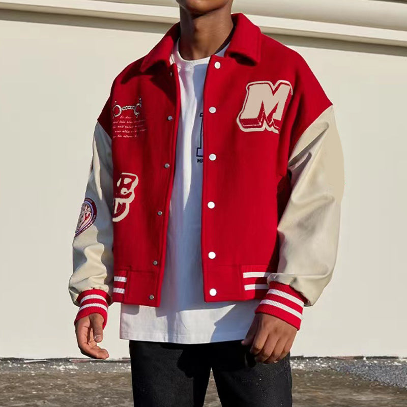 Letter Print Baseball Jacket