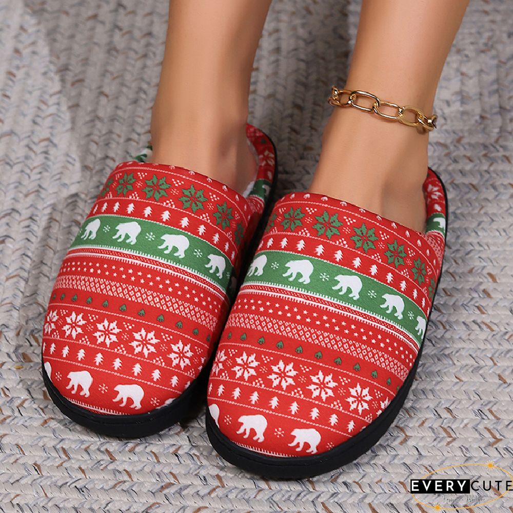 Casual Living Patchwork Printing Round Keep Warm Comfortable Shoes