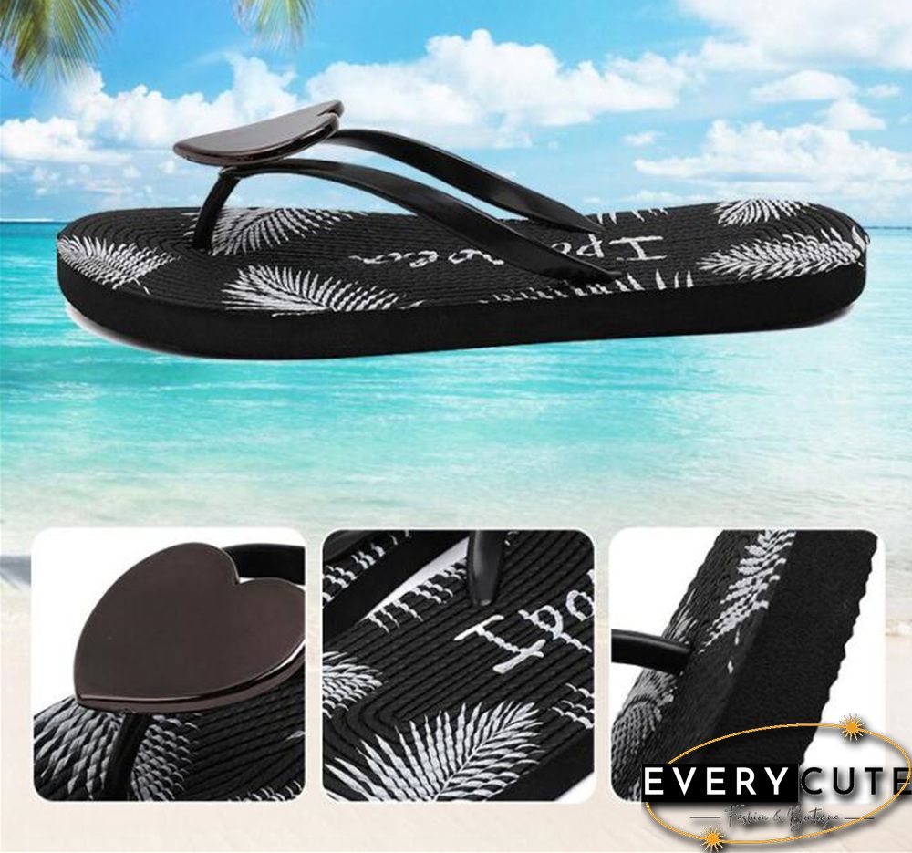 Woman Slippers Beach Flip-Flops Love Decoration Women's Sandals Non-Slip Female Summer Shoes Ladies Holiday Outdoor Slides