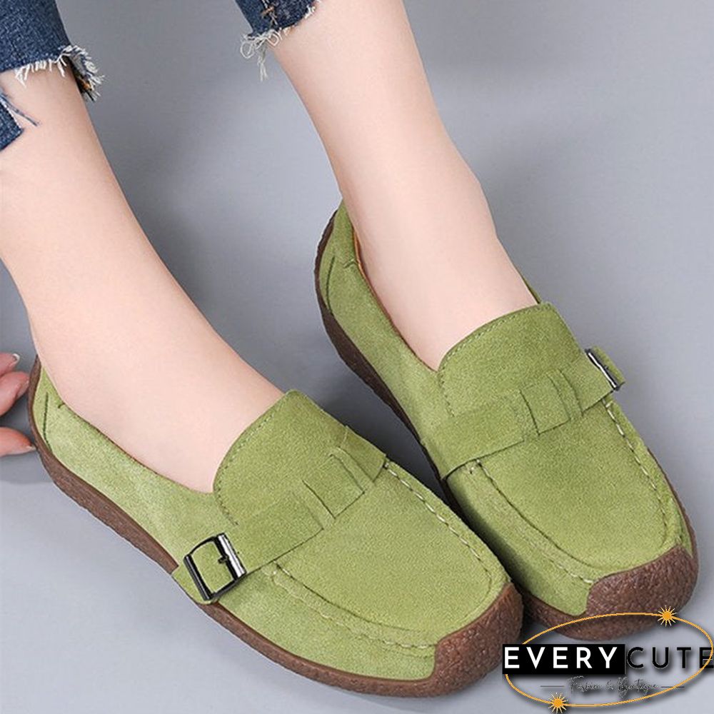 Plus Size Buckle Decor Casual Flat Loafers Shoes