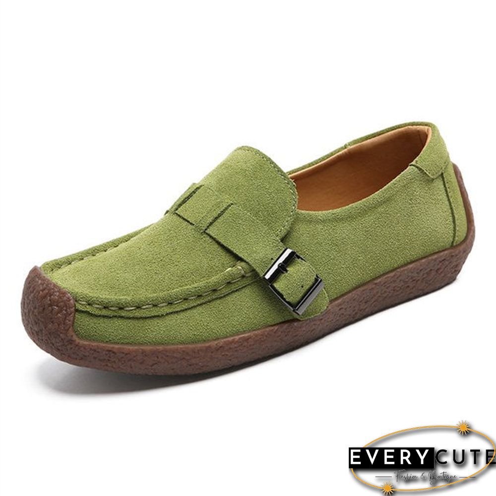 Plus Size Buckle Decor Casual Flat Loafers Shoes