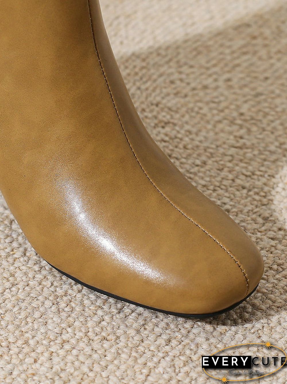 Round-Toe Split-Joint Zipper Boots Pumps