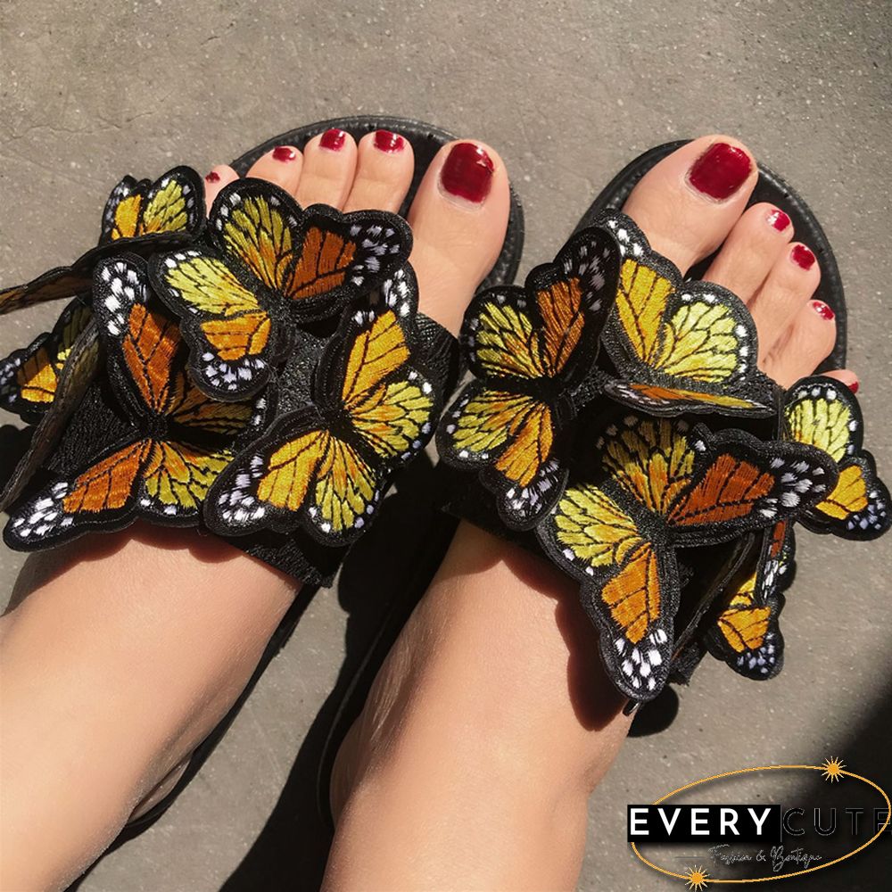 Yellow Casual Daily Patchwork Butterfly Round Comfortable Out Door Shoes