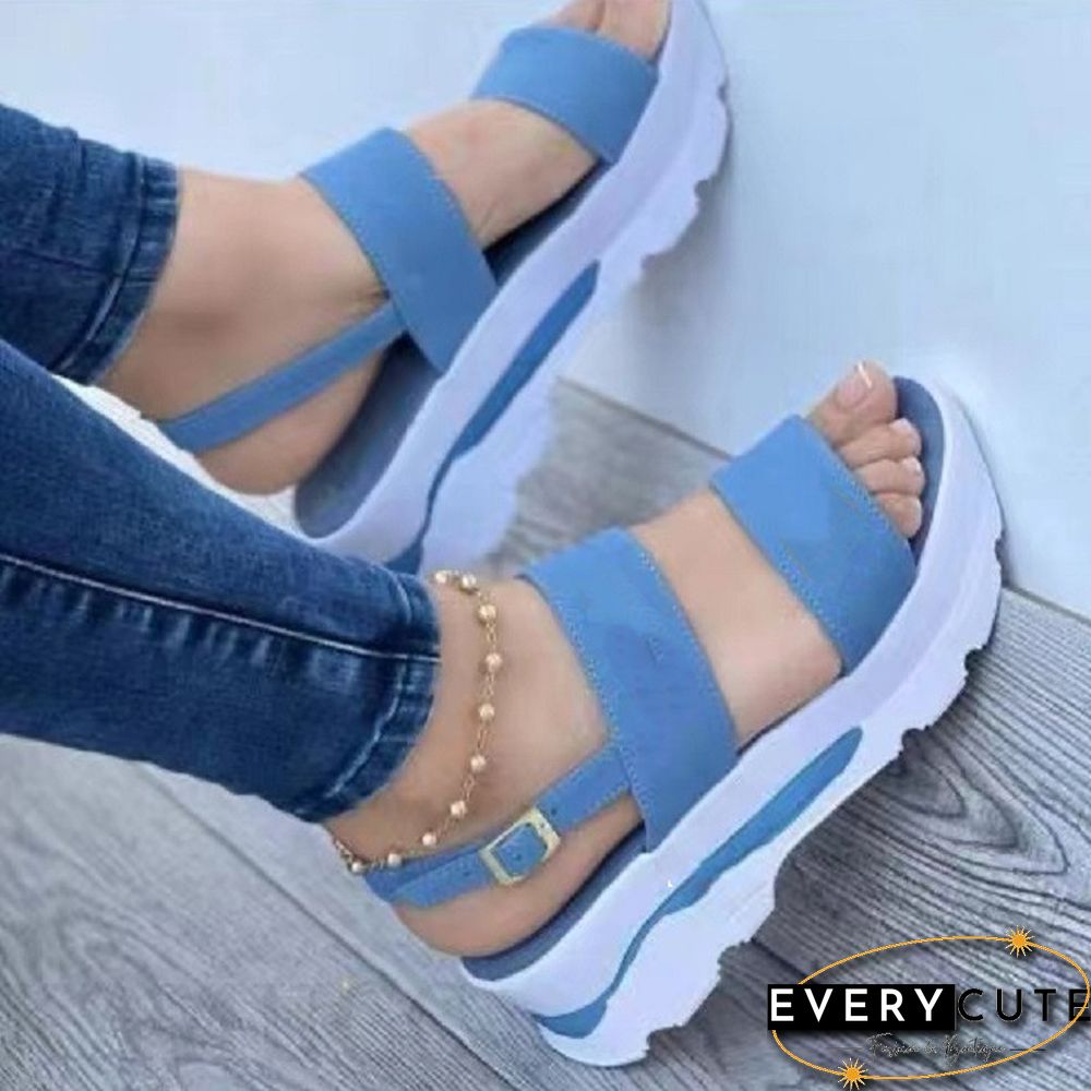 Women Sandals New Heels Woman Platform Wedges Shoes Ladies Summer Sandals Buckle Non-slip Beach Sandals Plus Size 35~43