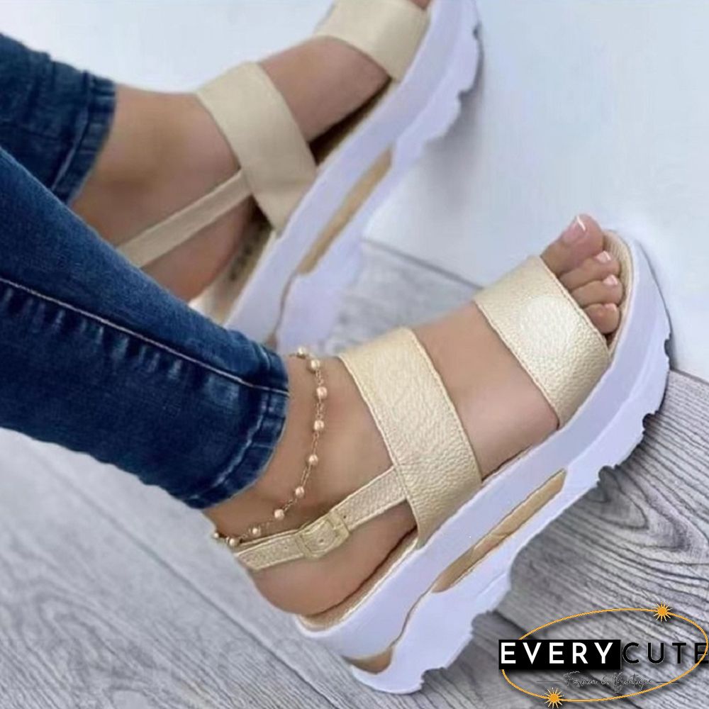 Women Sandals New Heels Woman Platform Wedges Shoes Ladies Summer Sandals Buckle Non-slip Beach Sandals Plus Size 35~43