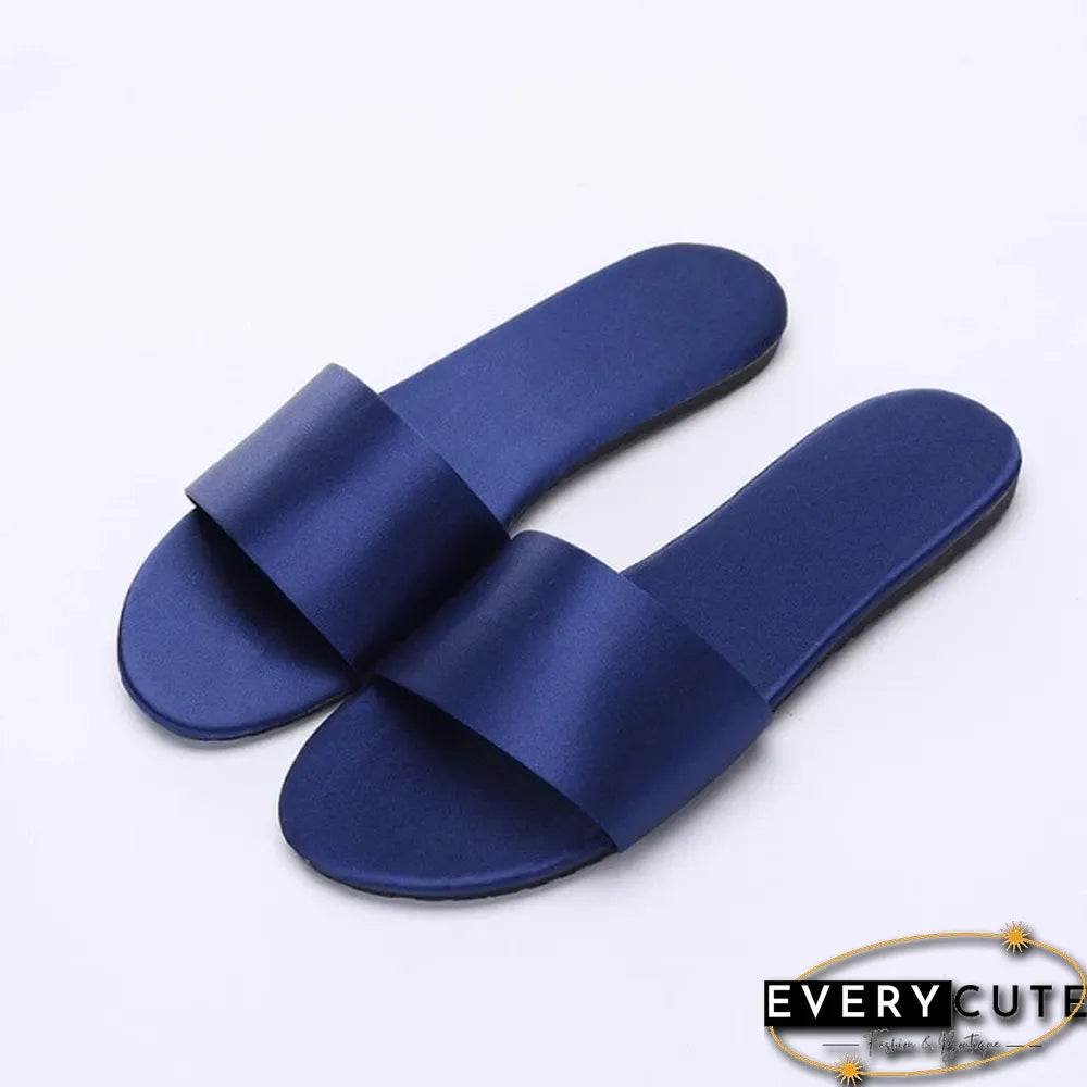 Women Beach Slippers Summer Flat Shoes Woman Slip On Slides Silk Style Female Slip On Sandals Girls Indoor Outdoor Slippers