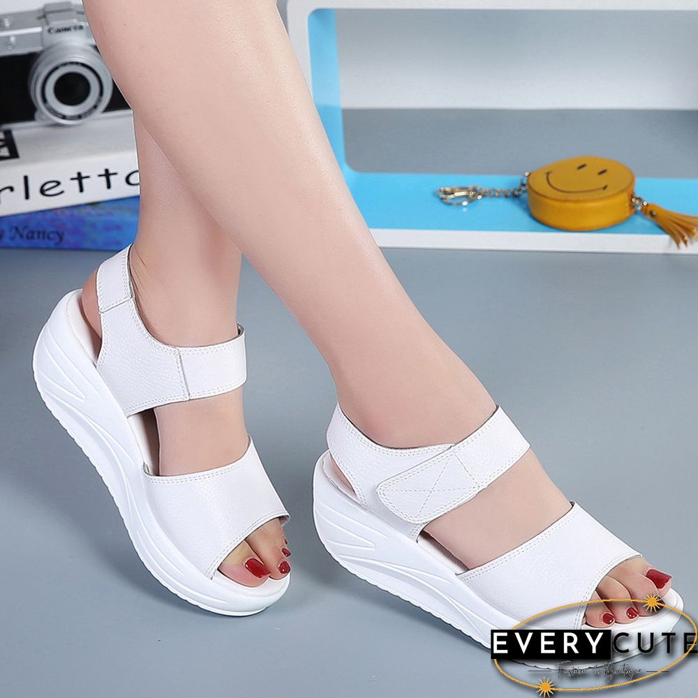 Women's Mother Ladies Female Genuine Leather Shoes Sandals Woman Platform Hook Loop Casual Summer Cool Beach AM-9018