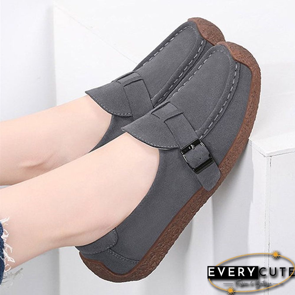 Plus Size Buckle Decor Casual Flat Loafers Shoes