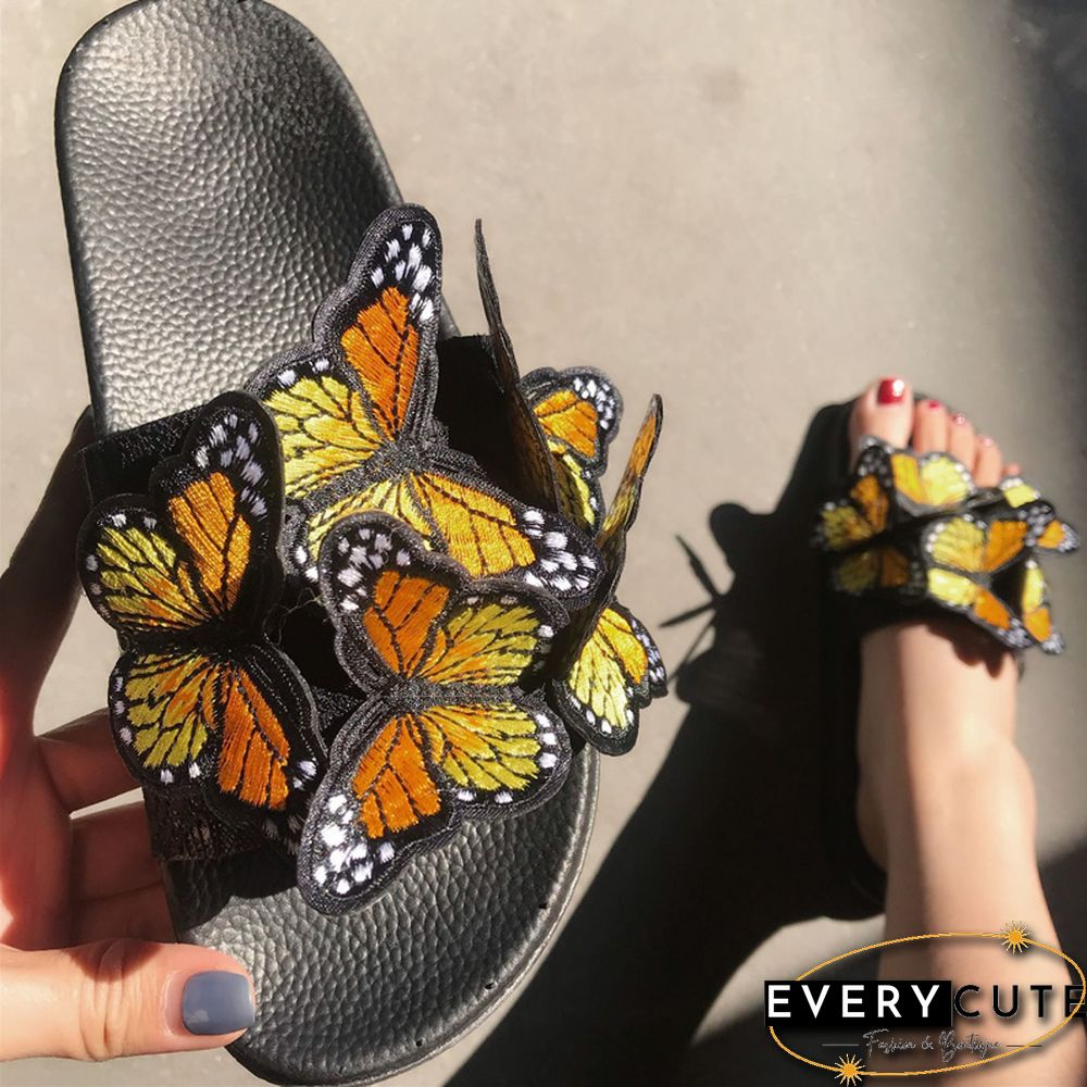 Yellow Casual Daily Patchwork Butterfly Round Comfortable Out Door Shoes