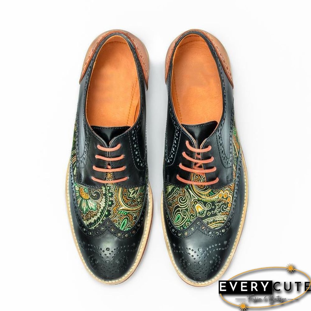 Handmade Silk Dragon Pattern Oxford Shoes