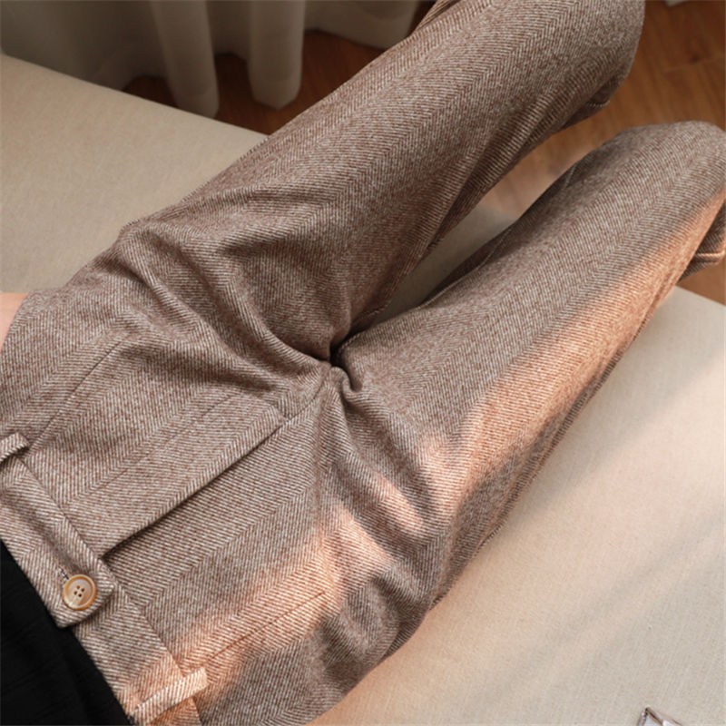 Woolen High Waisted Pants Women's Harem Pencil Pants