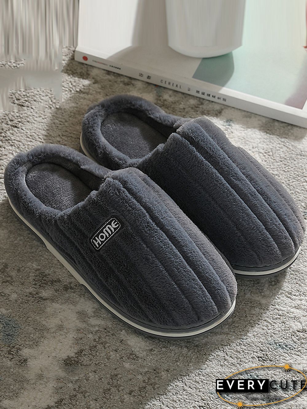 Indoor Warm Non-Slip Solid Color Slippers